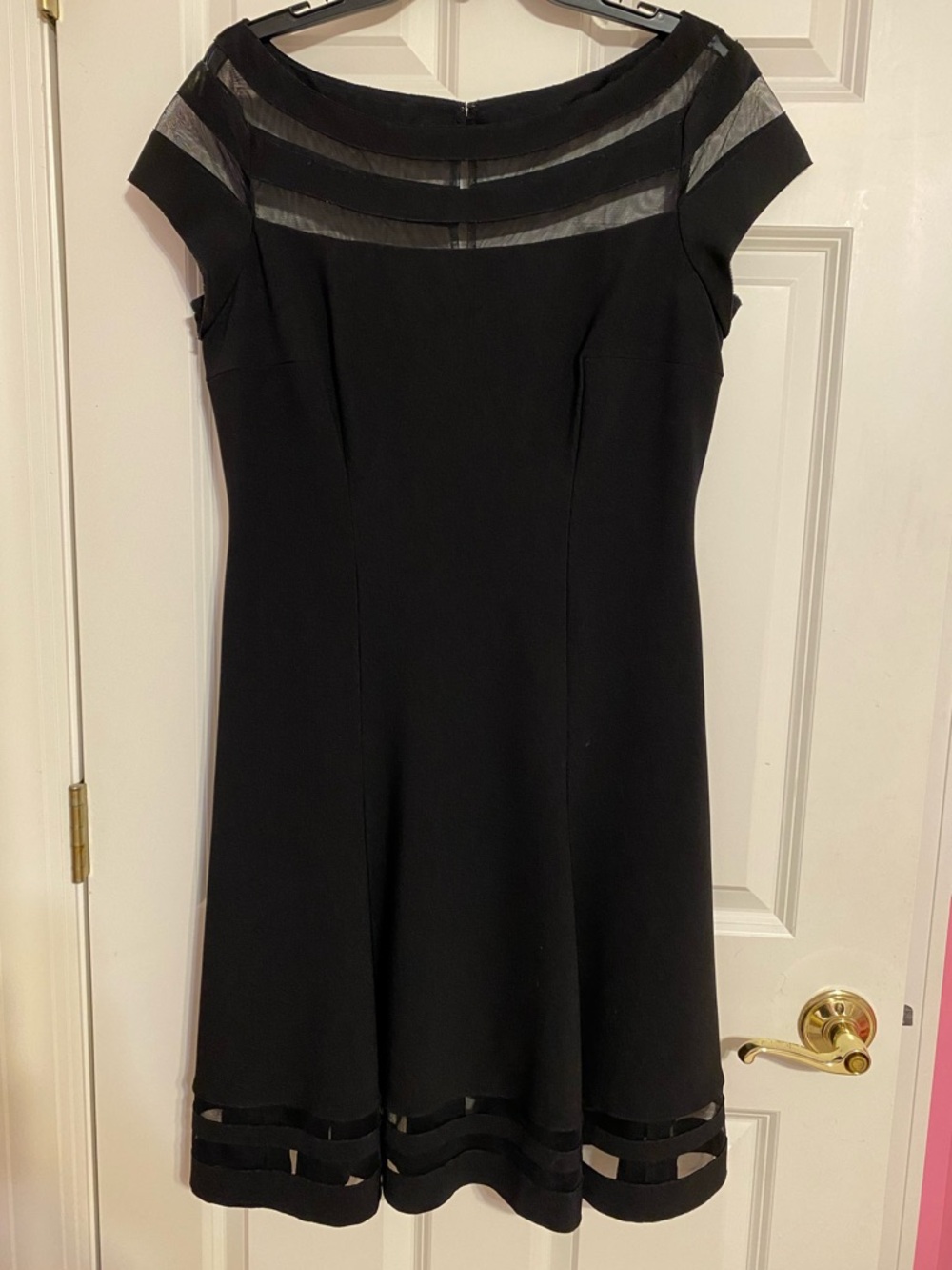 White House Black Market black mesh trim dress, size 12